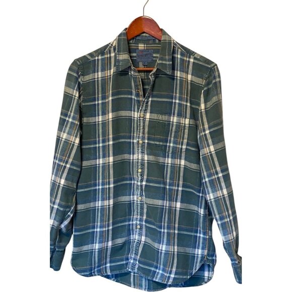 Lucky Brand Blue Green Plaid Pearl Snap L/S Shirt Men's Medium - Picture 1 of 6
